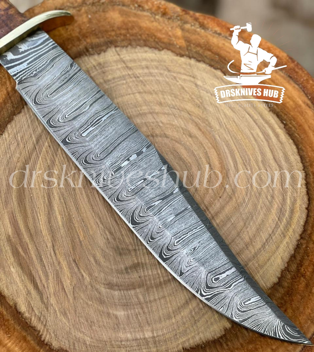 Rose Wood Handle Damascus Steel Blade Custom Handmade Hunting Bowie Bowie Camping knife