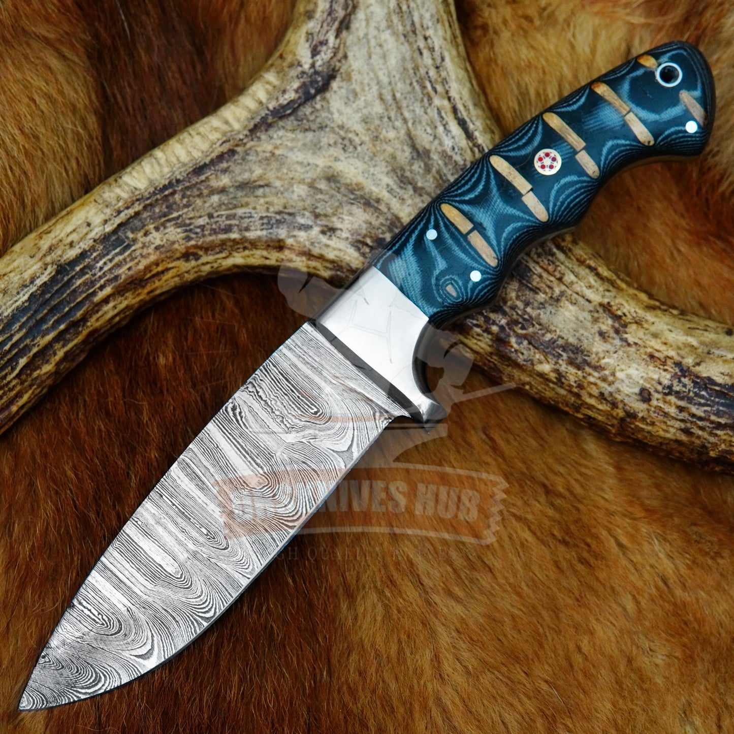 Valentine's Damascus Hunting Knife 10" – Micarta Handle | DRSKNIVES HUB
