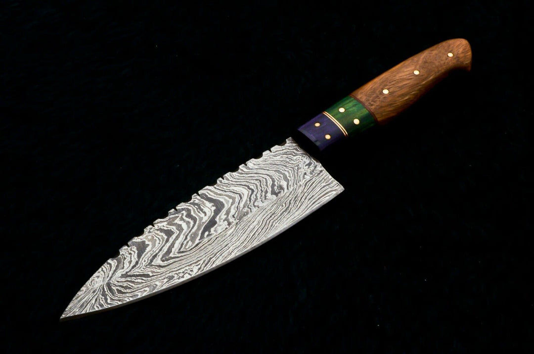 Damascus Kitchen/Chef Knife - Wood Handle