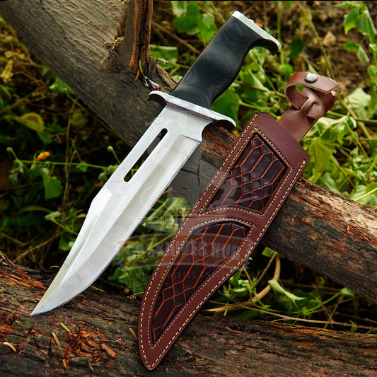 Handcrafted D2 Steel Blade Rambo Knife and  Leather Sheath Bowie Knife | DRSKNIVES HUB