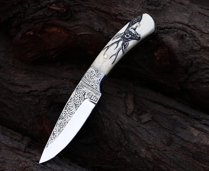 10" inches Hand Forged Hunting skinning knife Bone Handle