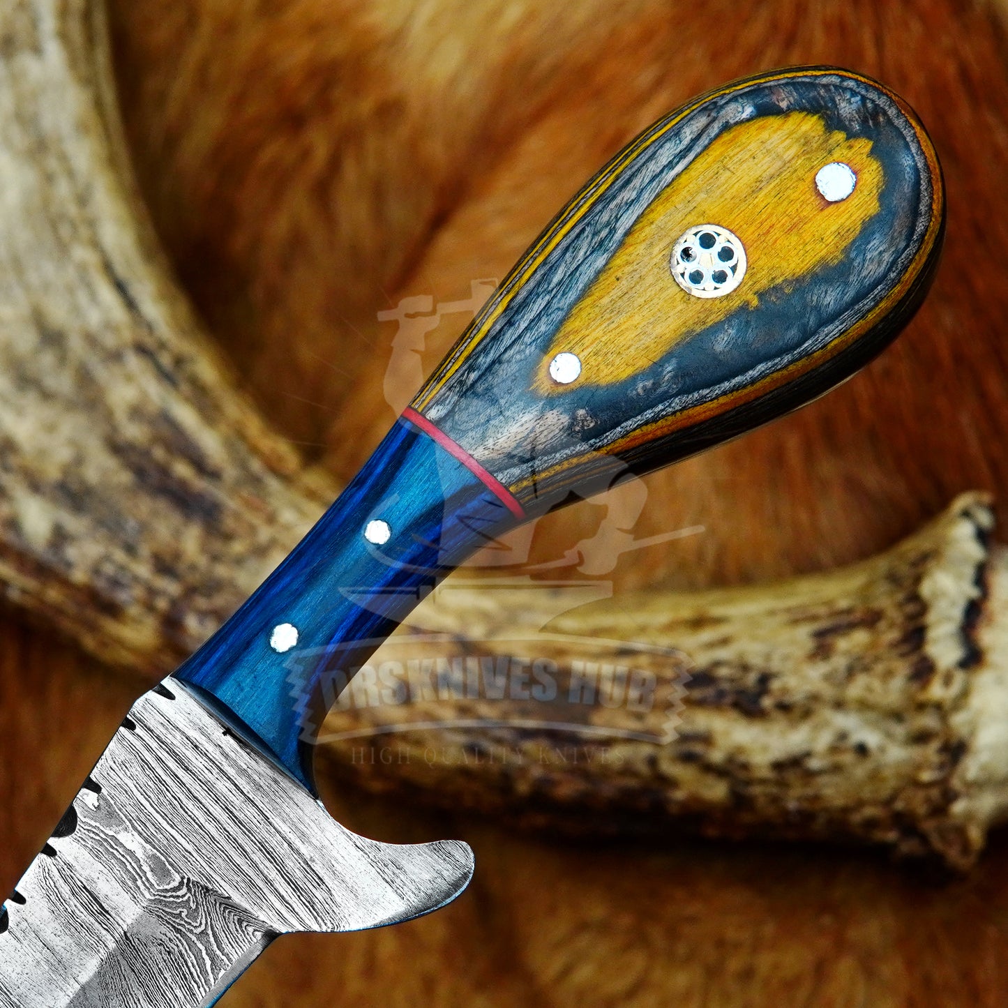 Hand Forged Ranch Knife With Leather Sheath Cover and Wood Handle