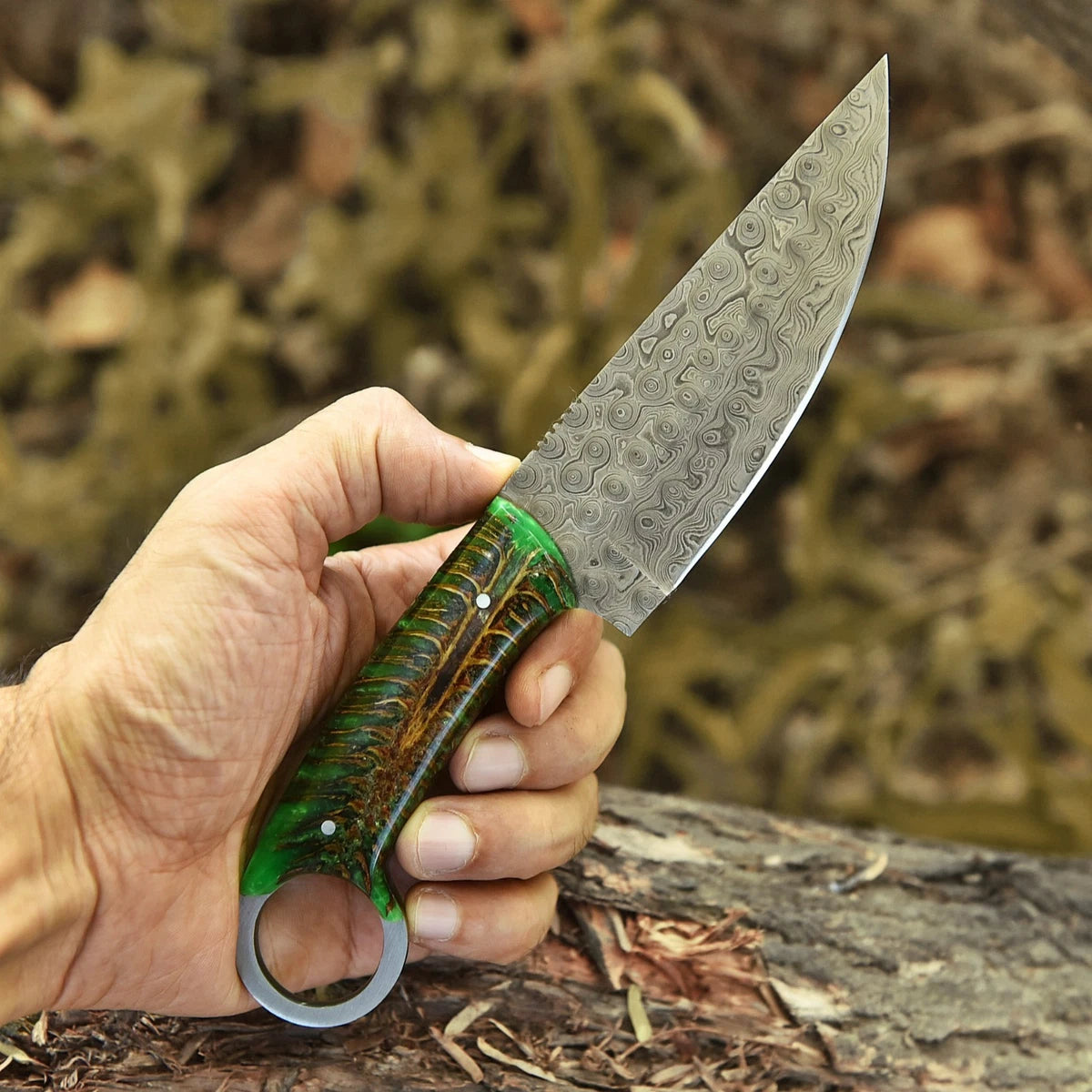 9" inches Handmade Hunting Knife With Pinecone Handle