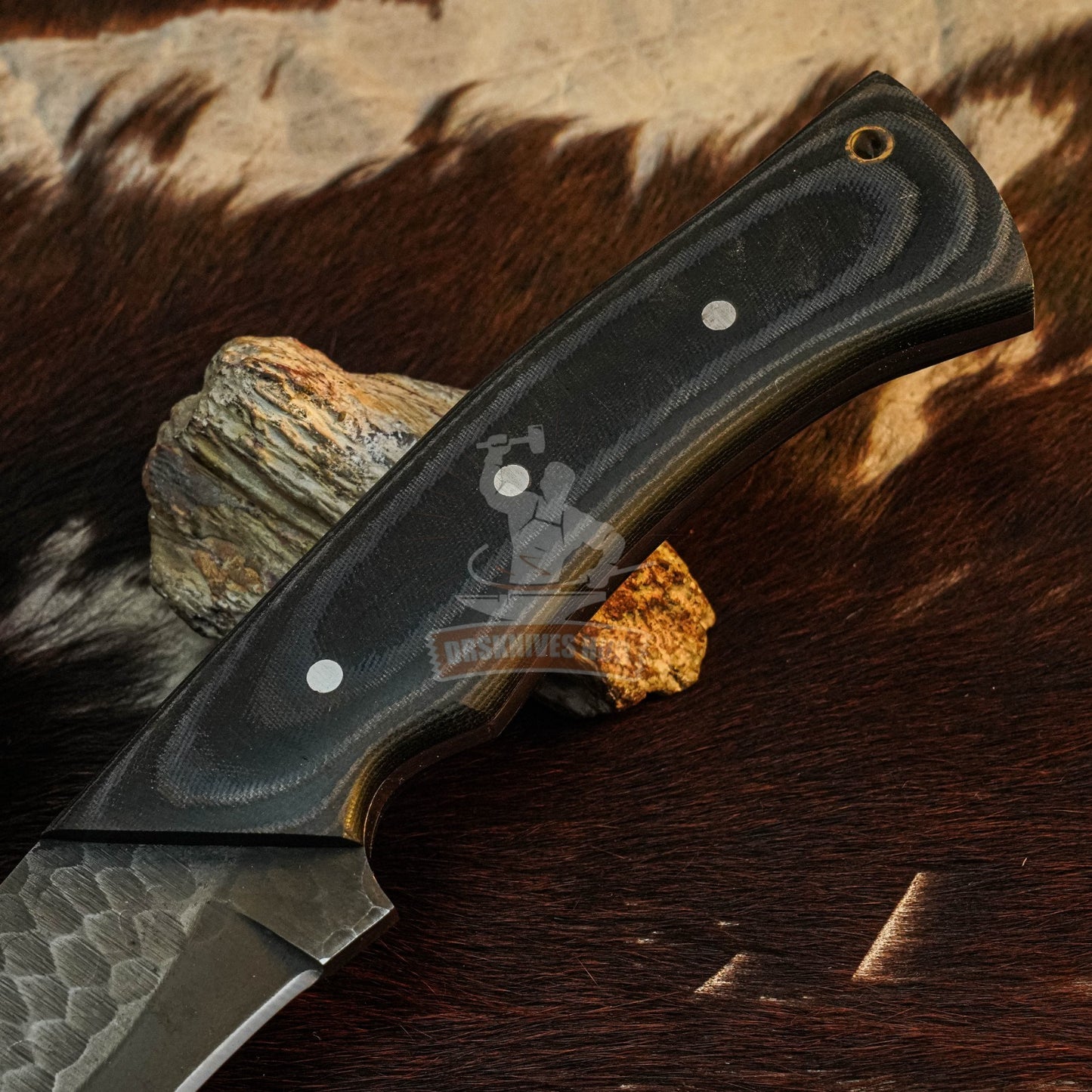 16.8" Handmade  Full Tang Tanto knife Micarta Handle Leather Sheath