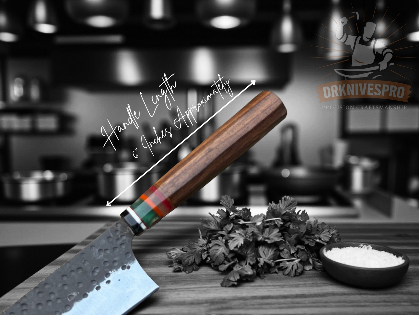 Chef Knife with Wood Handle and Leather Sheath Cover | DRSKNIVES HUB