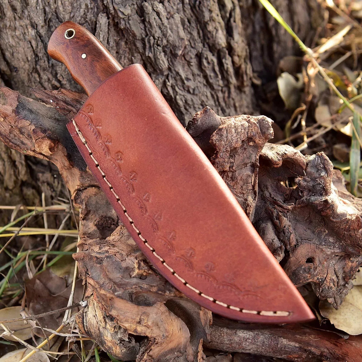 Handmade Carbon Steel Fixed Blade Knife Gut Hook Blade Knife With Leather Sheath