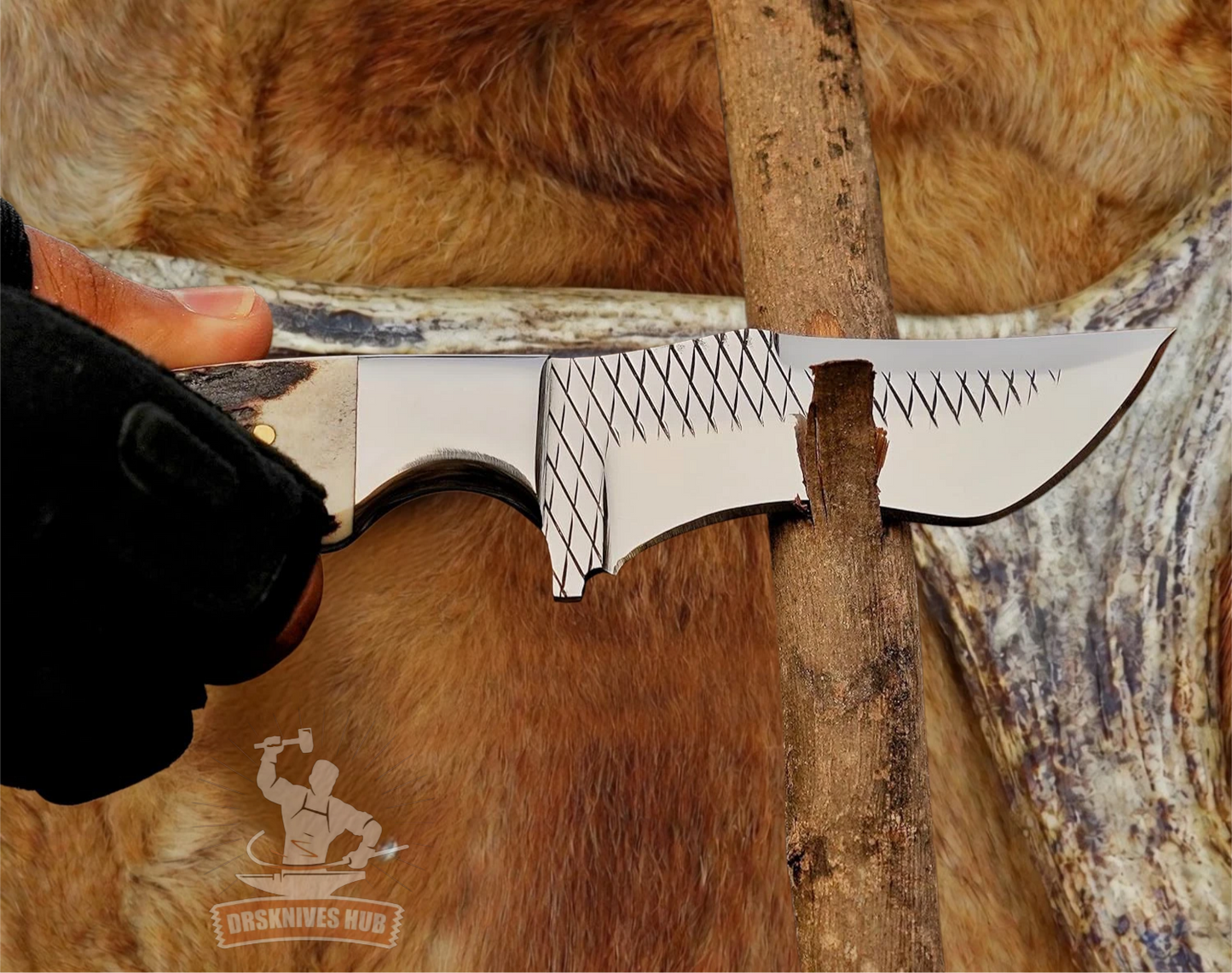 Hand-Forged Rasp Steel Cowboy Skinner Knife With Leather Sheath Cover