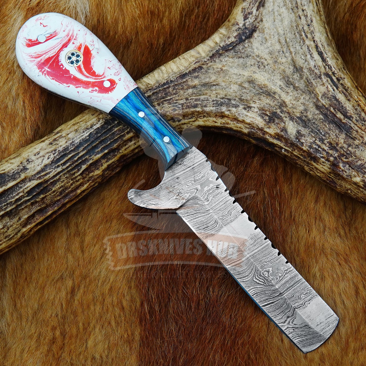 Cowboy Bull cutter knife With Leather Sheath Cover