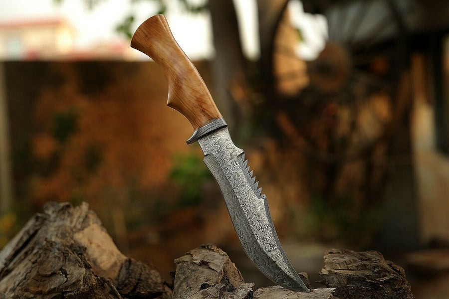 Handmade Hand Forged Olive Wood handle Bowie Knife,with sheath