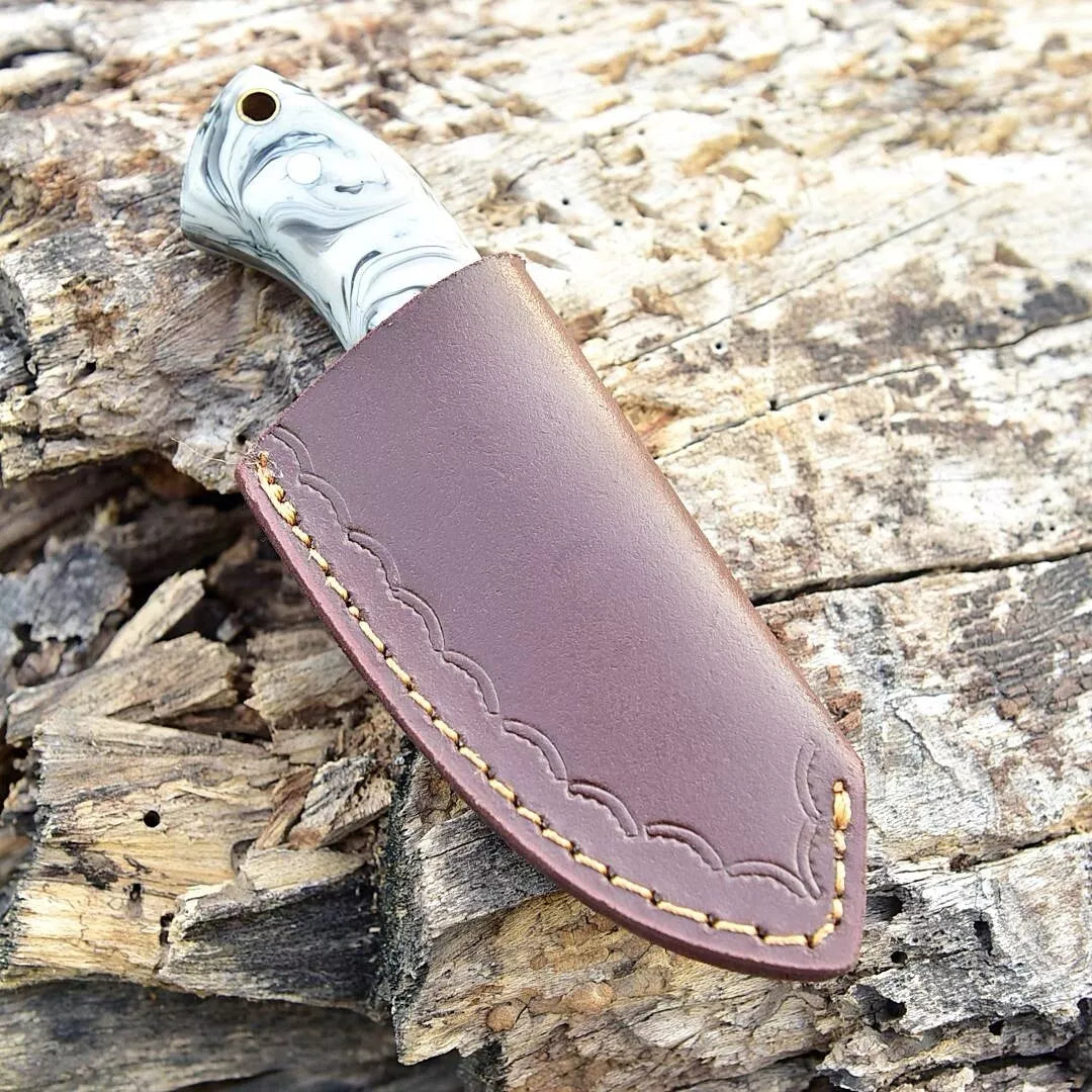 Resin Handmade Carbon Steel Skinning With Leather Sheath Cover Best Skinner Knife