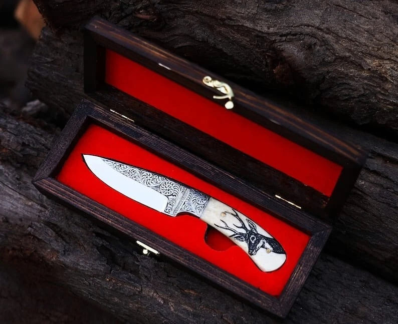 10" inches Hand Forged Hunting skinning knife Bone Handle