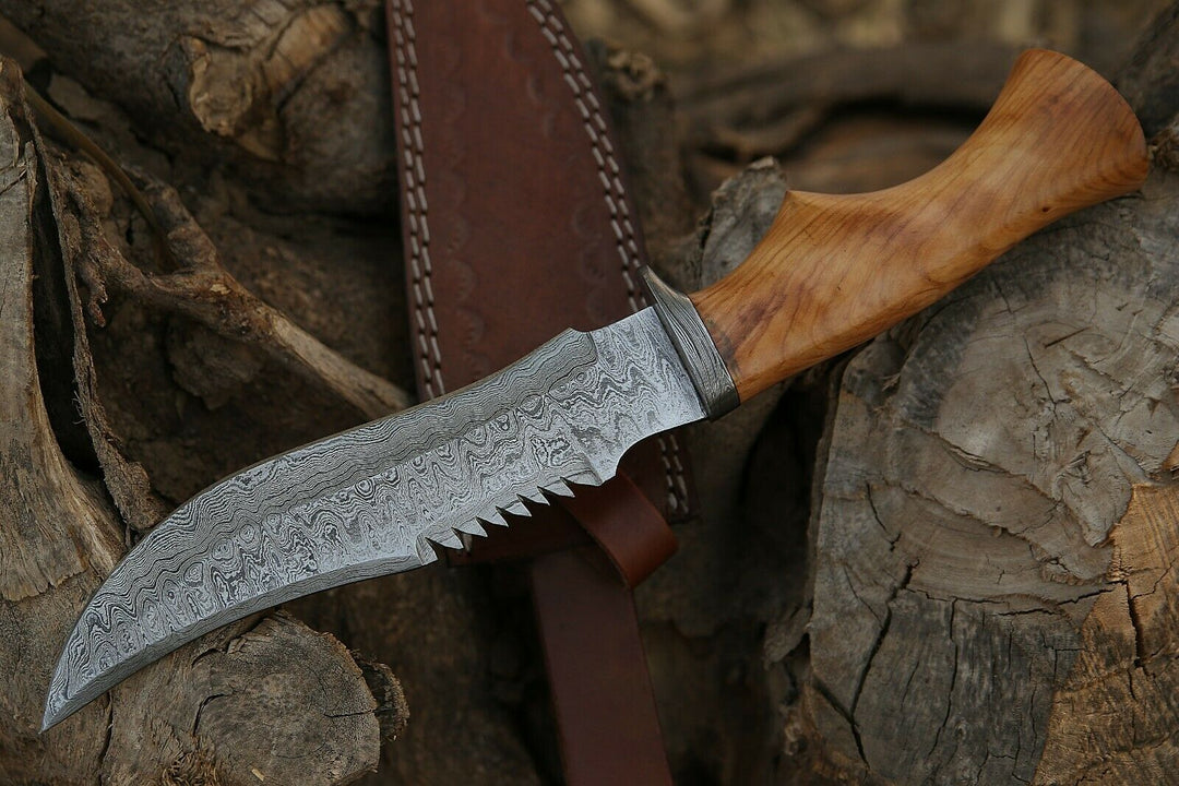 Handmade Hand Forged Olive Wood handle Bowie Knife,with sheath