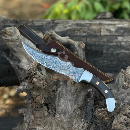 Handmade Damascus Steel Hunting Knife with Micarta Handle | DRSKNIVES HUB 