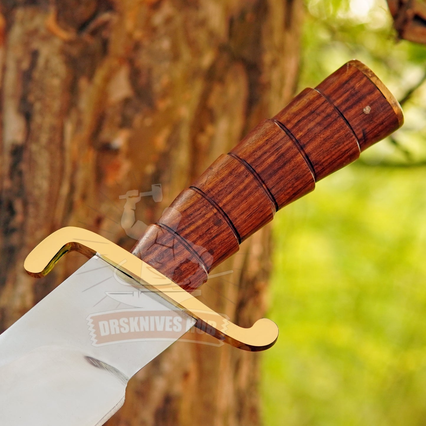 Hand-Forged J2 Steel Bowie Camping Knife 17" with Wood Handle - Leather Sheath | DRSKNIVES HUB