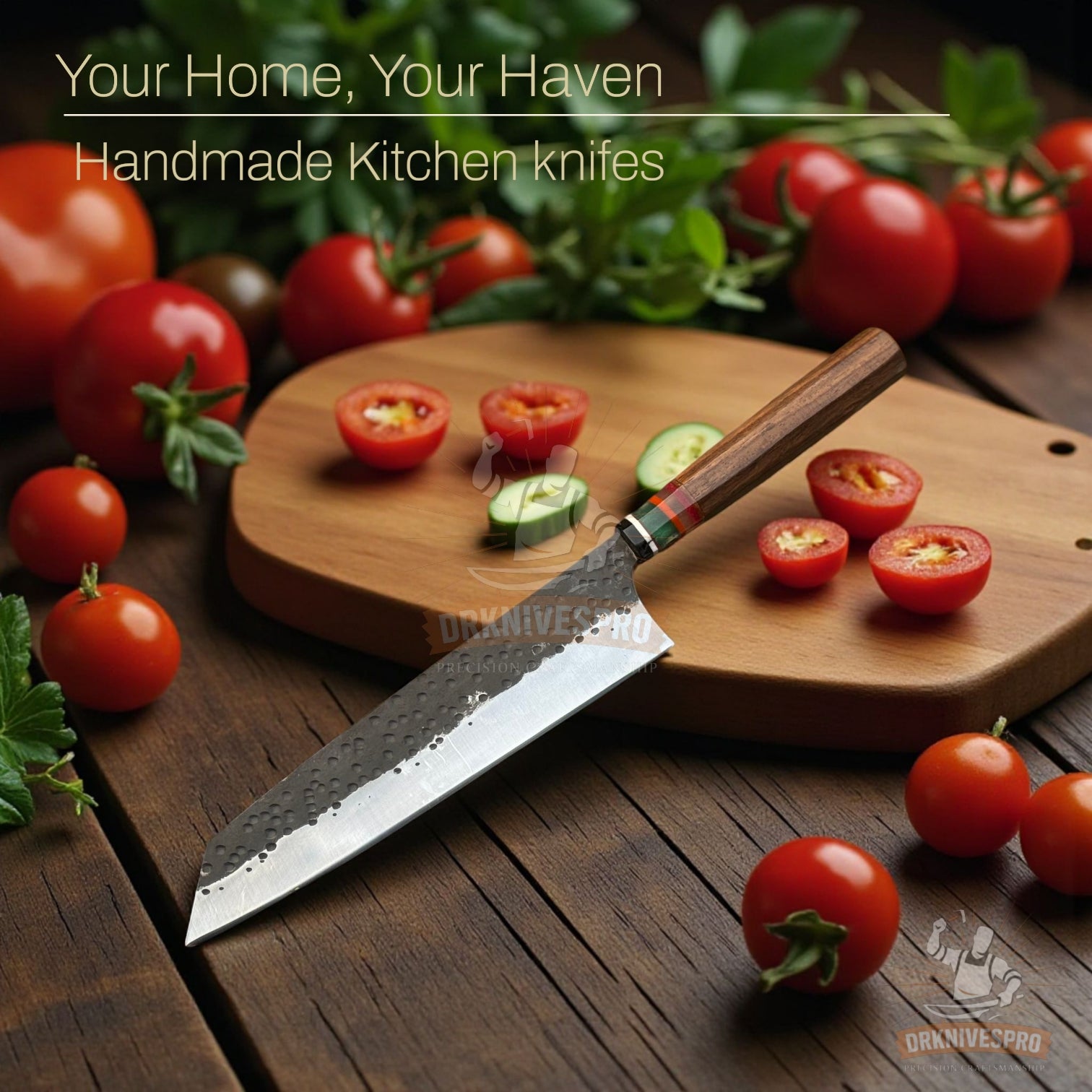 Chef Knife with Wood Handle and Leather Sheath Cover | DRSKNIVES HUB