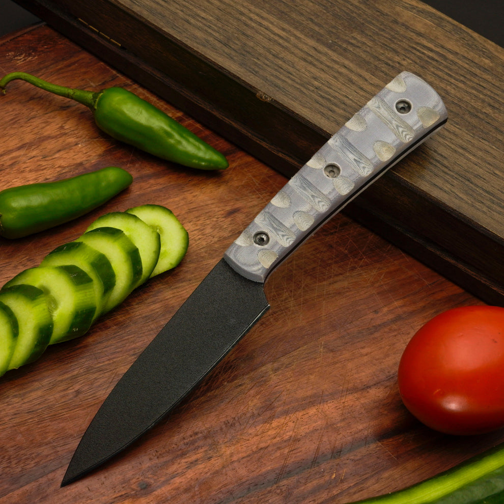 5-Piece Chef Knife Set with Non-Slip Micarta Handles & Leather Roll