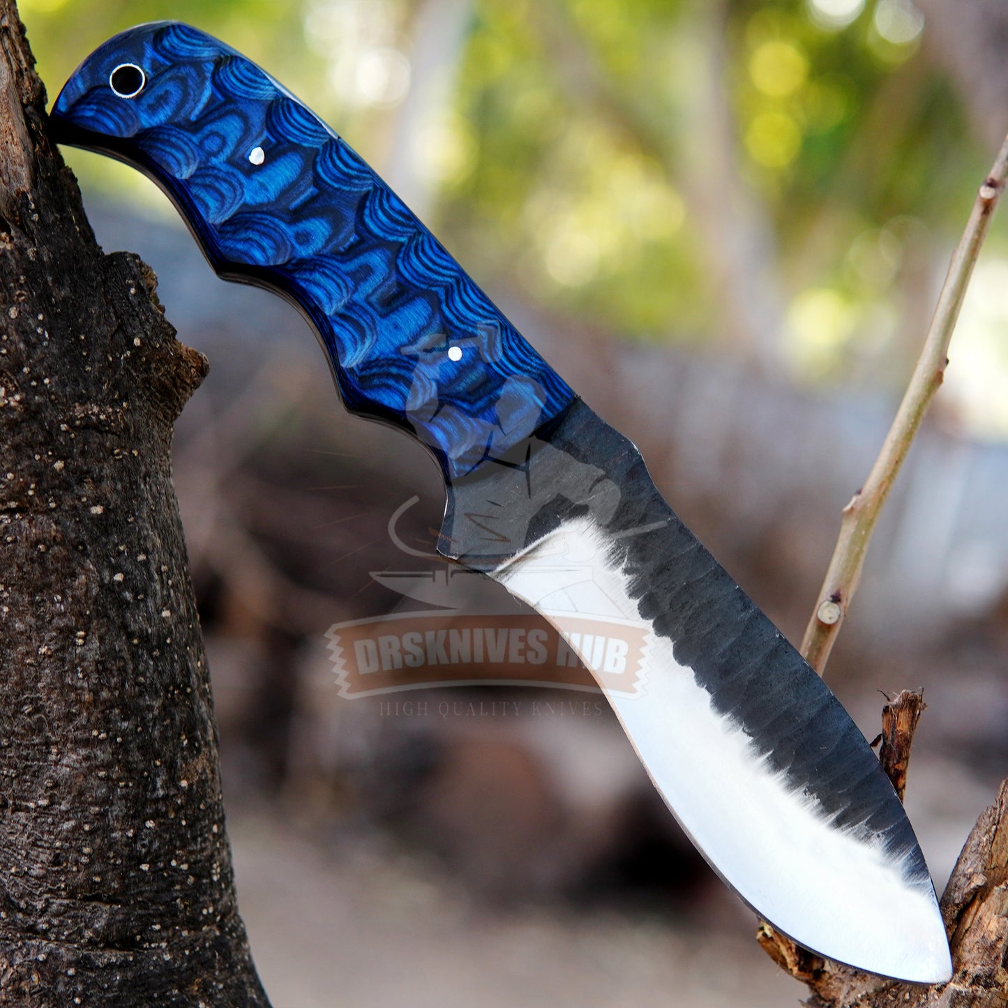 Carbon Steel Hunting Knife 9" – Wood Handle with Leather Sheath | DRSKNIVES HUB