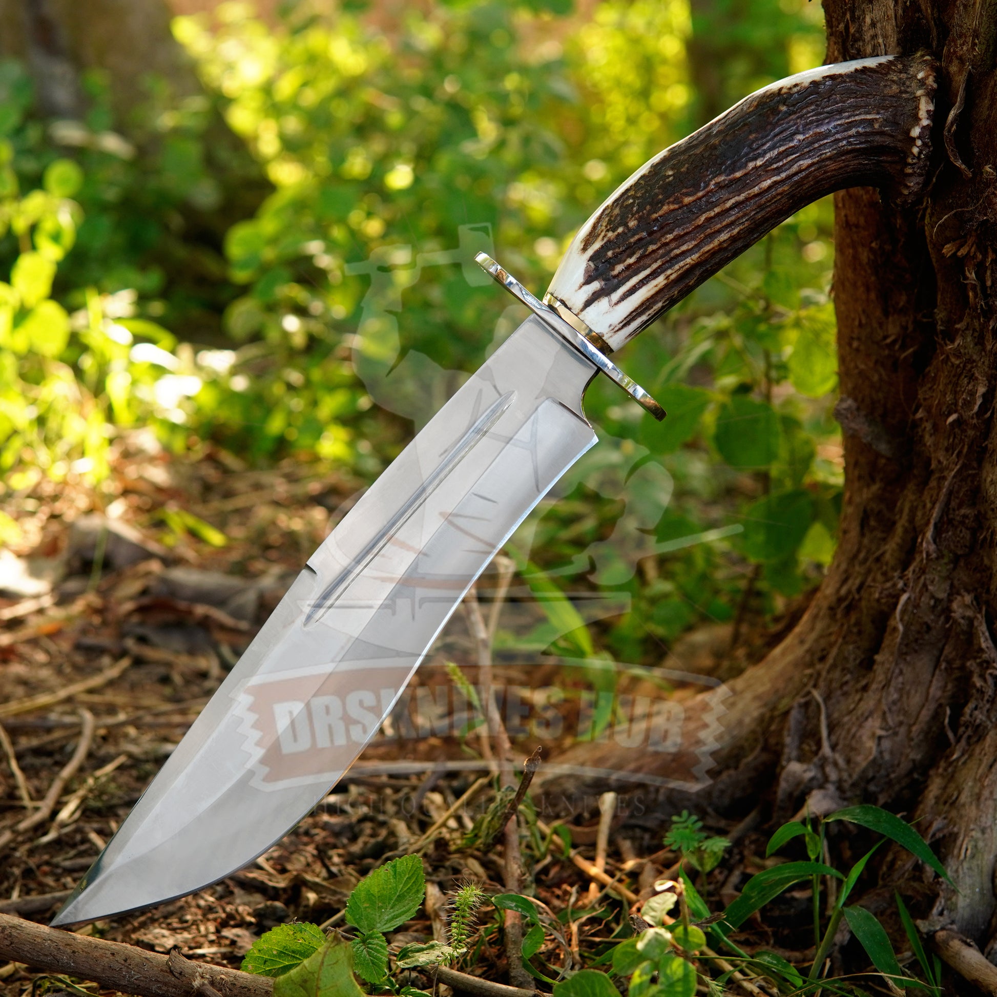 Handmade D2 Steel Gurkha Bowie Knife Antler Handle With Leather Sheath Cover Full Tang Bowie knife | DRSKNIVES HUB