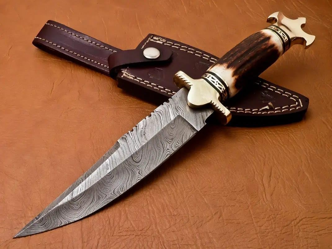 Fixed Blade Knife for Hunting, Camping, Outdoor Activities, Best Gift Handmade Damascus Steel Blade Knife
