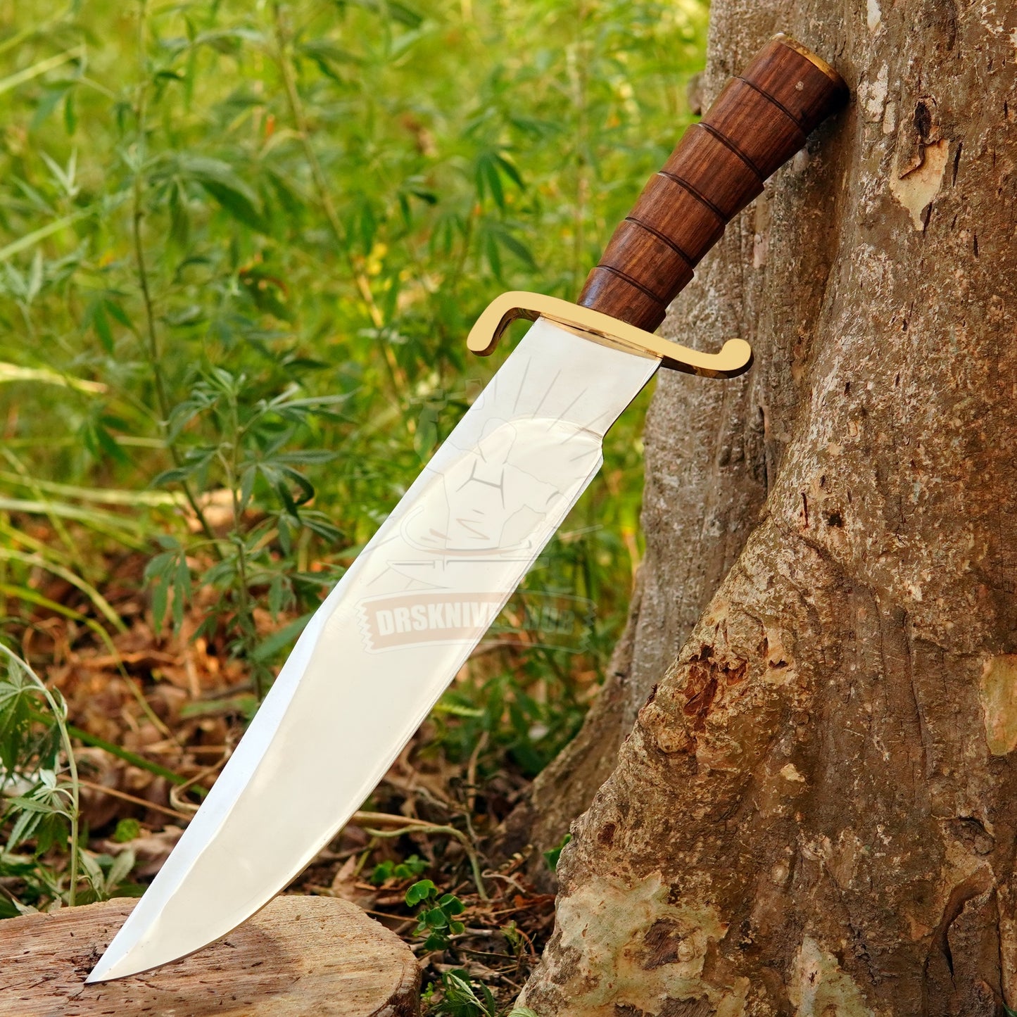 Hand-Forged J2 Steel Bowie Camping Knife 17" with Wood Handle - Leather Sheath | DRSKNIVES HUB