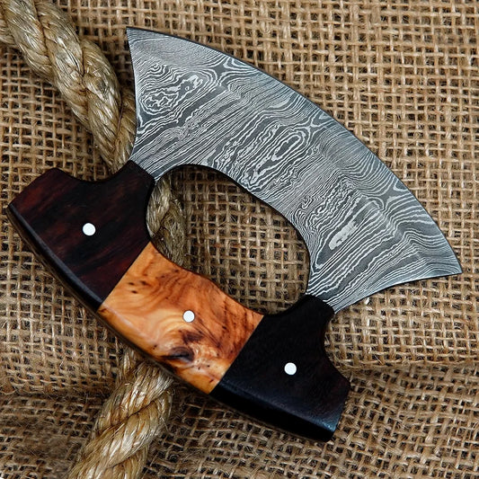 Handmade Damascus Steel Ulu Knife |Pizza Cutter