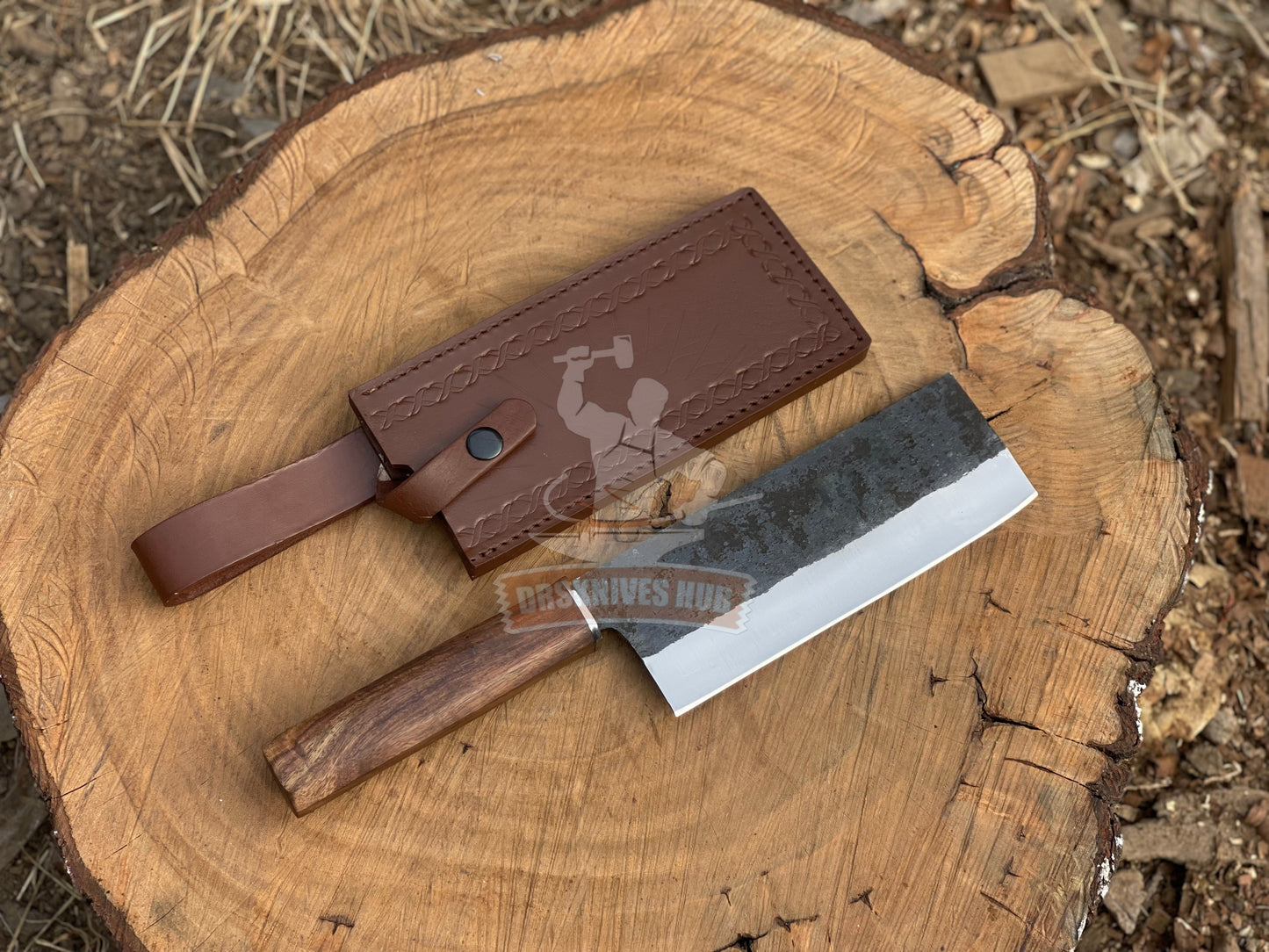 Hand-Forged Carbon Steel  Chef's Cleaver BBQ Knife | DRSKNIVES HUB