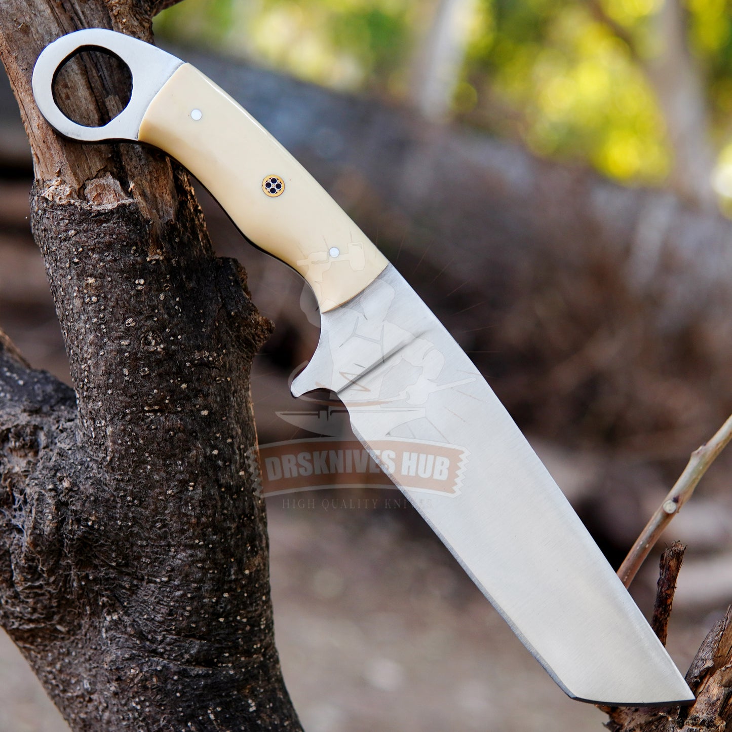 Carbon Steel Tanto Knife – Finger Hole Hunting Knife | DRSKNIVES HUB