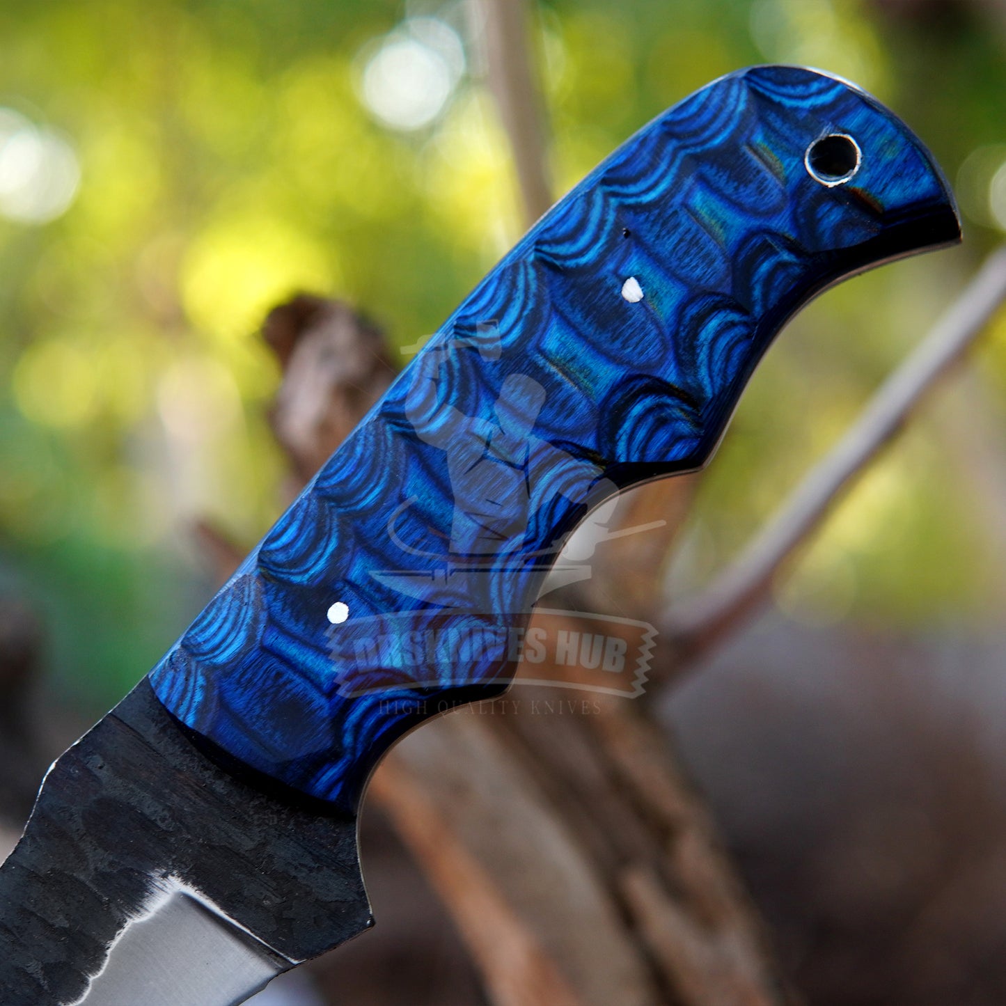 Carbon Steel Hunting Knife 9" – Wood Handle with Leather Sheath | DRSKNIVES HUB