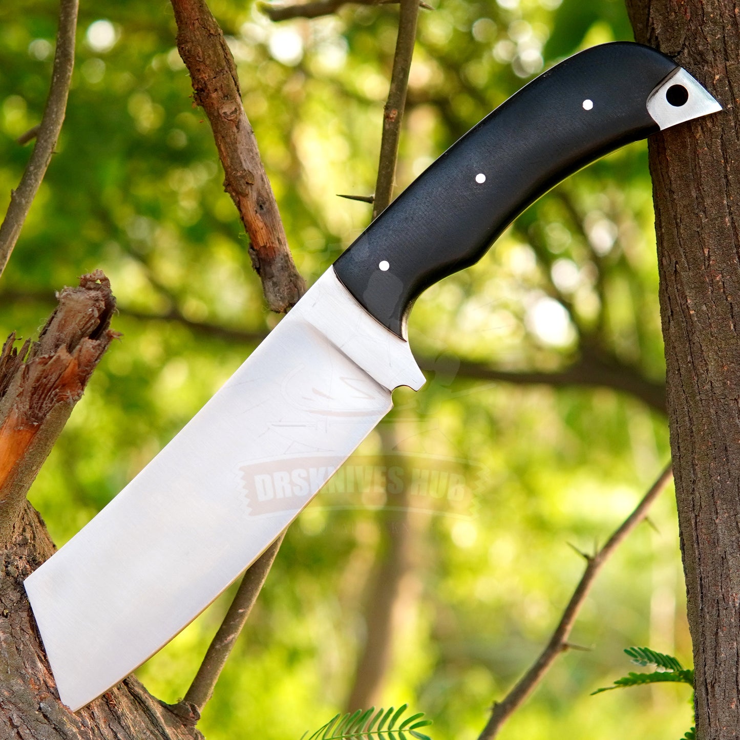 Carbon Steel Bushcraft Knife – Black Micarta Handle with Leather Cover | DRSKNIVES HUB