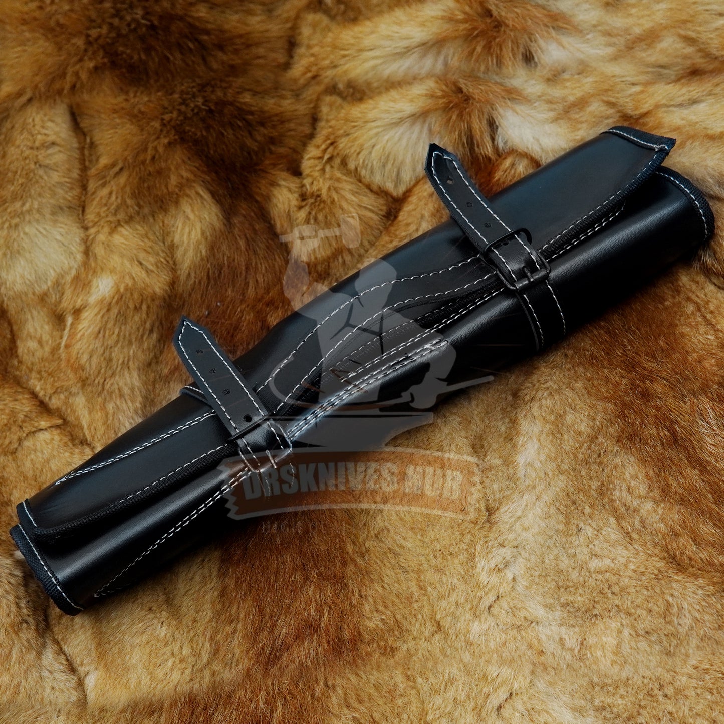 Hand Forged High Carbon Steel Chef Knife Set: Black Blade, Resin Handle, Leather Case | DRSKNIVES HUB