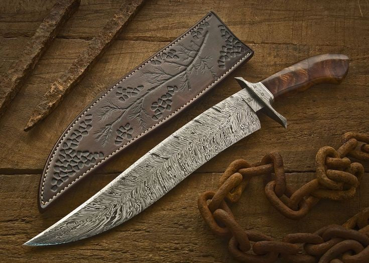HANDMADE DAMADCUS STEEL FEDDER BOWIE KNIFE - DRS KNIVES HUB