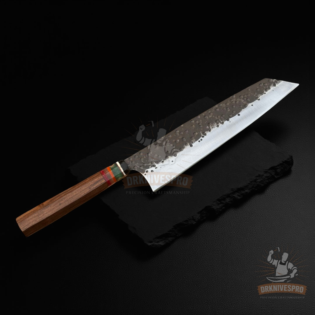 Chef Knife with Wood Handle and Leather Sheath Cover | DRSKNIVES HUB