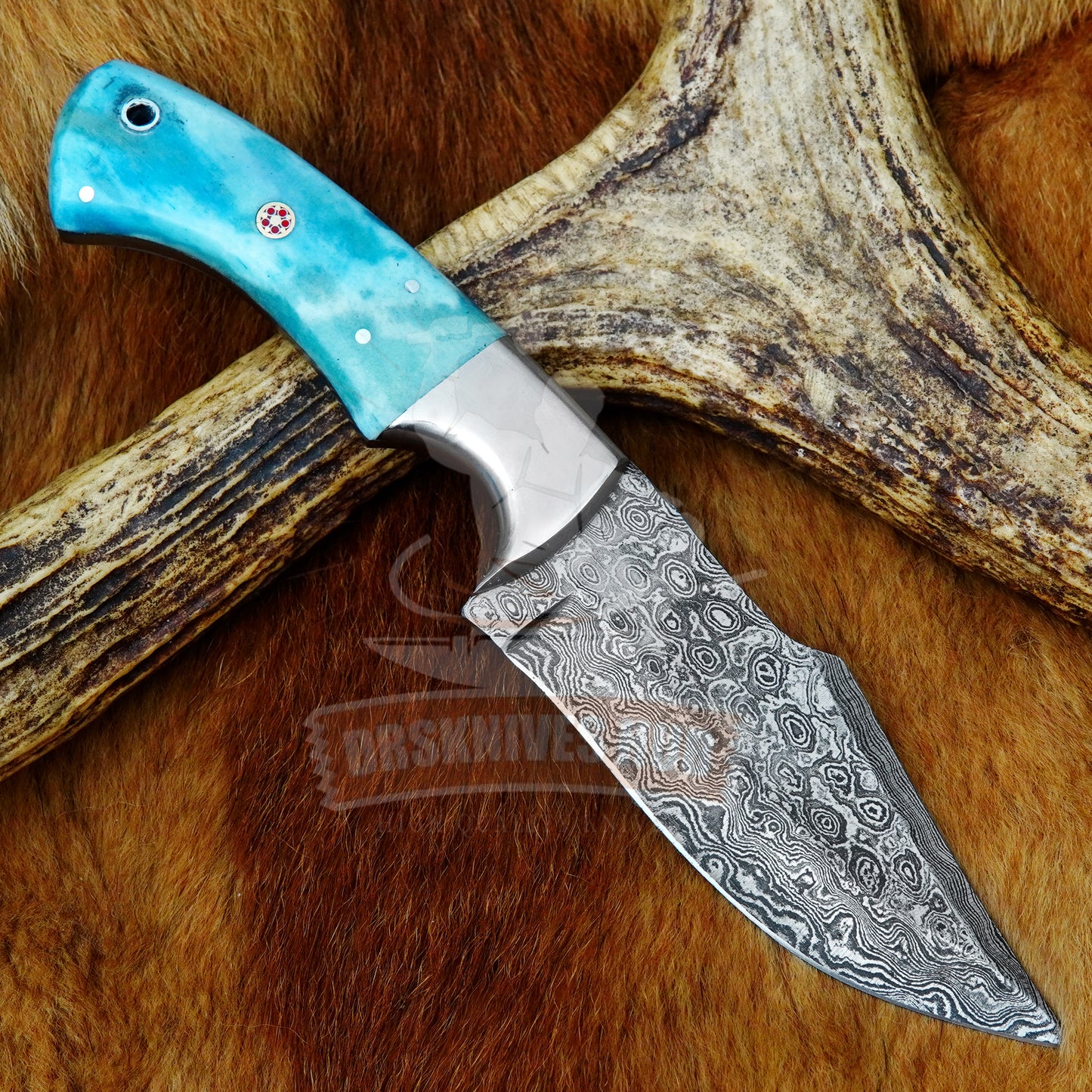 Damascus Hunting Knife 10" – Personalized Colour Bone Handle | DRSKNIVES HUB