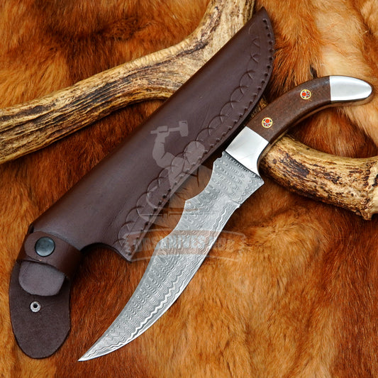 Damascus Bowie Knife 12" – Micarta Handle with Leather Sheath | DRSKNIVES HUB