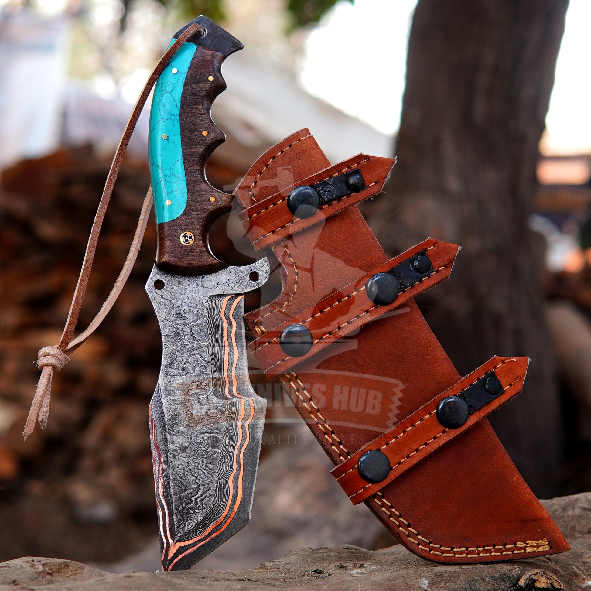 Copper Damascus EDC Knife