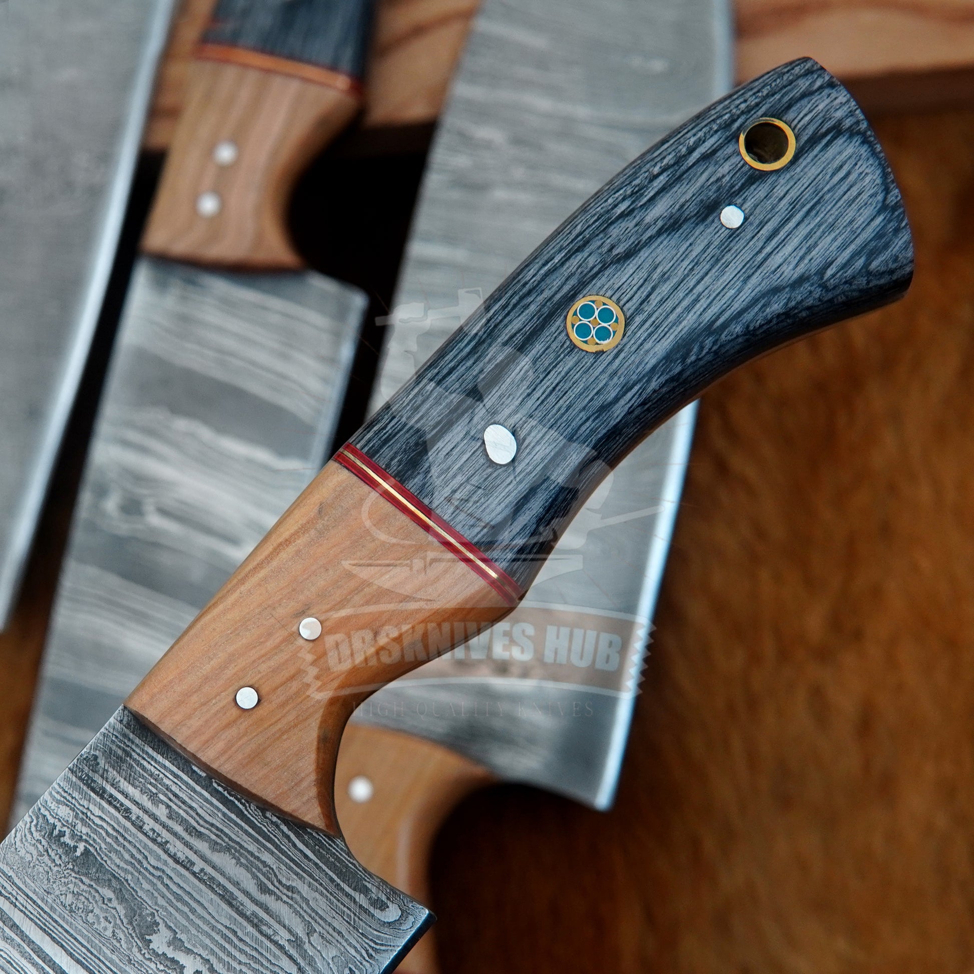 Hand Forged Damascus Chef Knife Set: 5-Piece Wood Handle Kitchen Knives set Christmas Gift | DRSKNIVES HUB