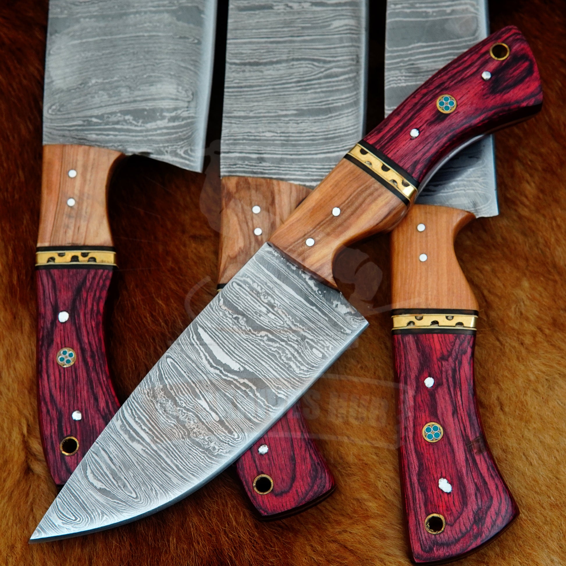 Premium 5-Piece Handmade Damascus Chef Knife Set –  Wood Handles | DRSKNIVES HUB