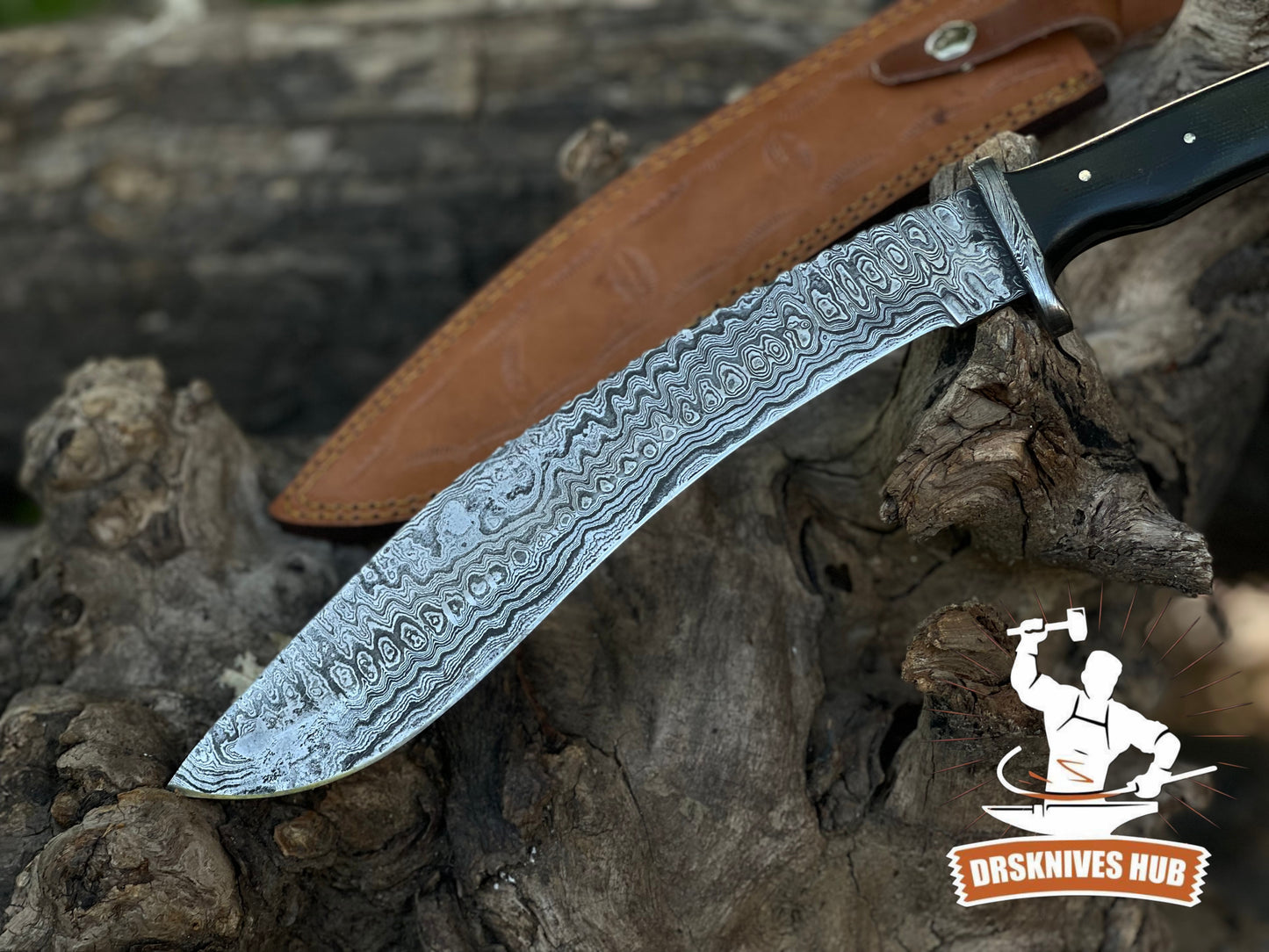 Handcrafted Damascus Steel Kukri Knife | 18" Micarta Handle Camping Knife | DRSKNIVES HUB