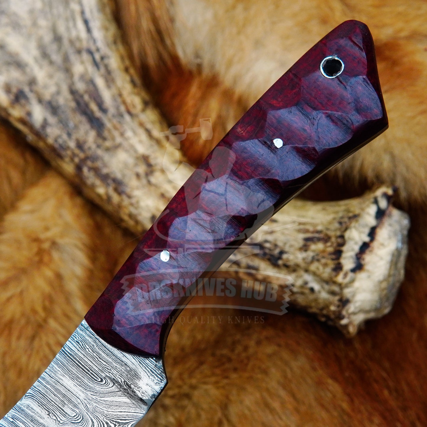 Carbon Steel Cowboy 7” Inch Fixed Blade Skinning Knife Wood Handle With Leather Sheath