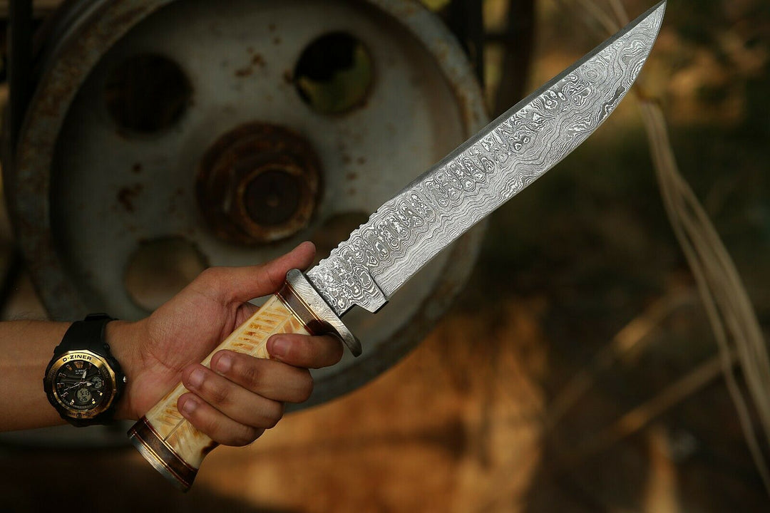 Beautiful Handmade 15" inches Bone Handle Fixed Blade Knife