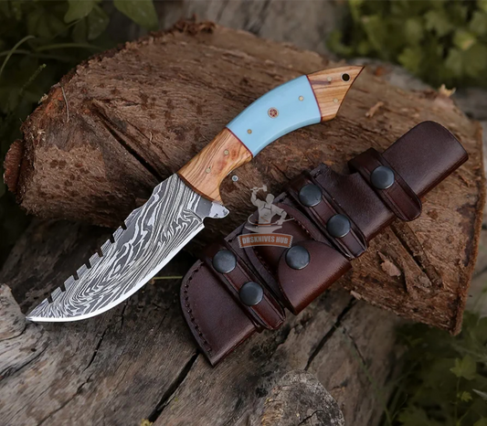 Custom Handmade Hunting Knife With Leather Sheath Cover