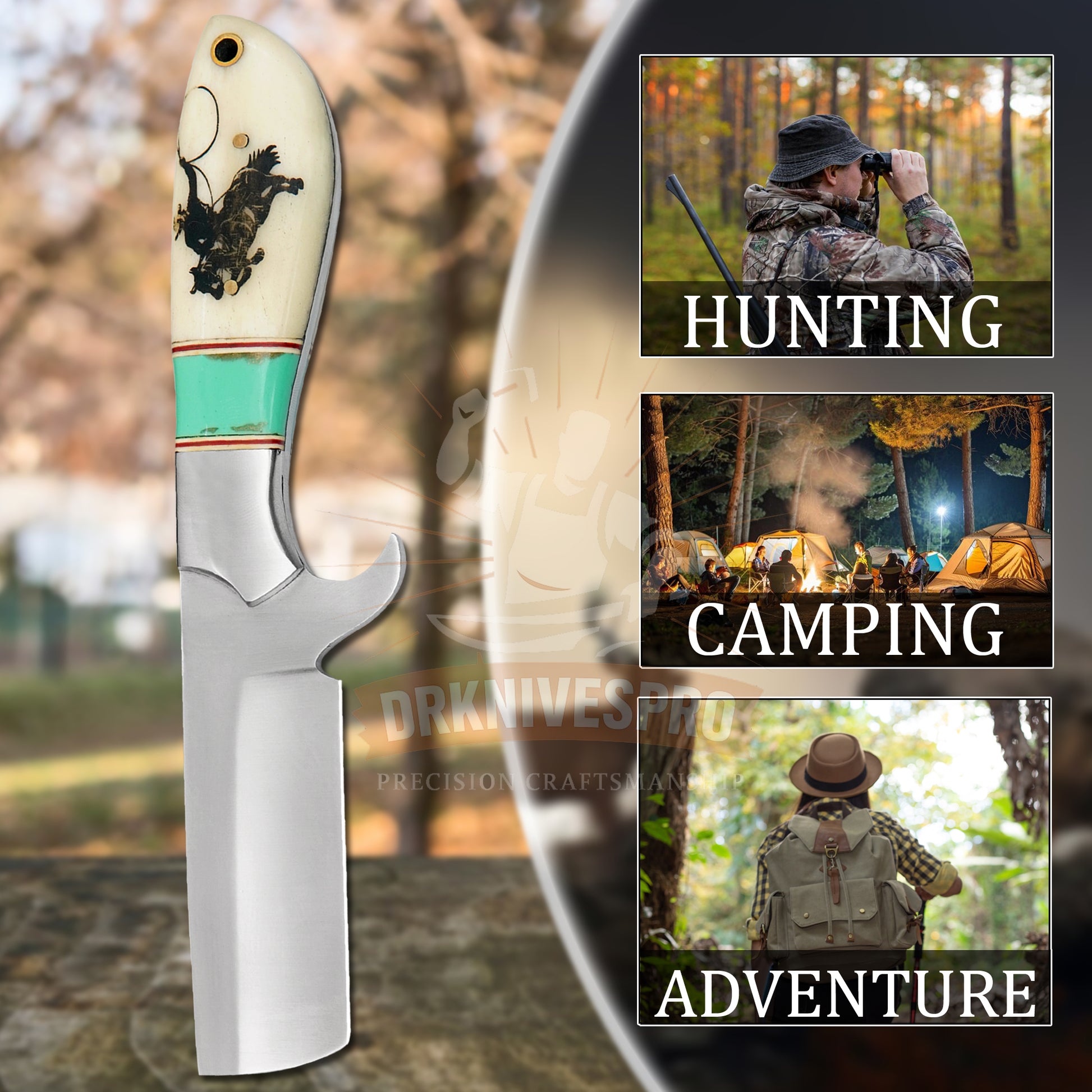 Handmade J2 Steel Blade Cowboy Bull Cutter Knife With Leather Sheath | DRSKNIVES HUB