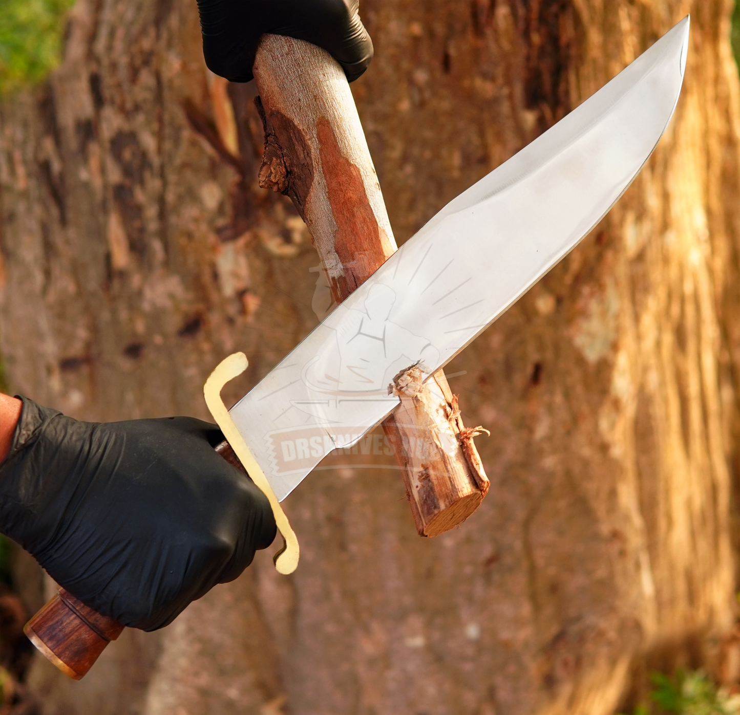 Hand-Forged J2 Steel Bowie Camping Knife 17" with Wood Handle - Leather Sheath | DRSKNIVES HUB