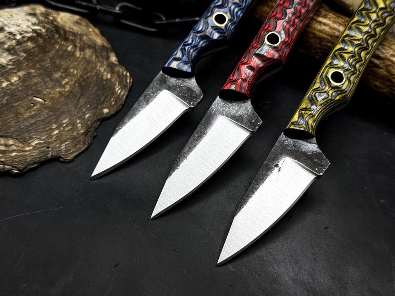 Pair of 3 Handmade Skinner Knife with Wooden Handle