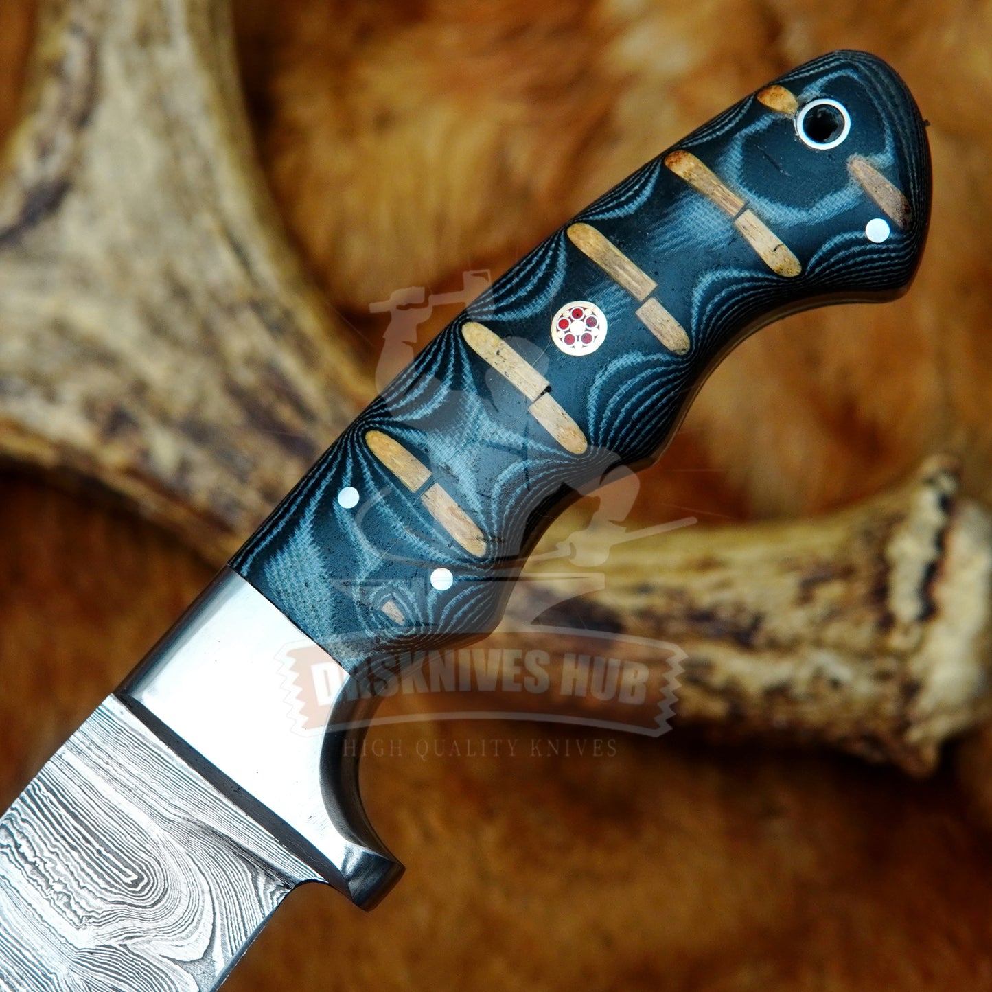 Valentine's Damascus Hunting Knife 10" – Micarta Handle | DRSKNIVES HUB