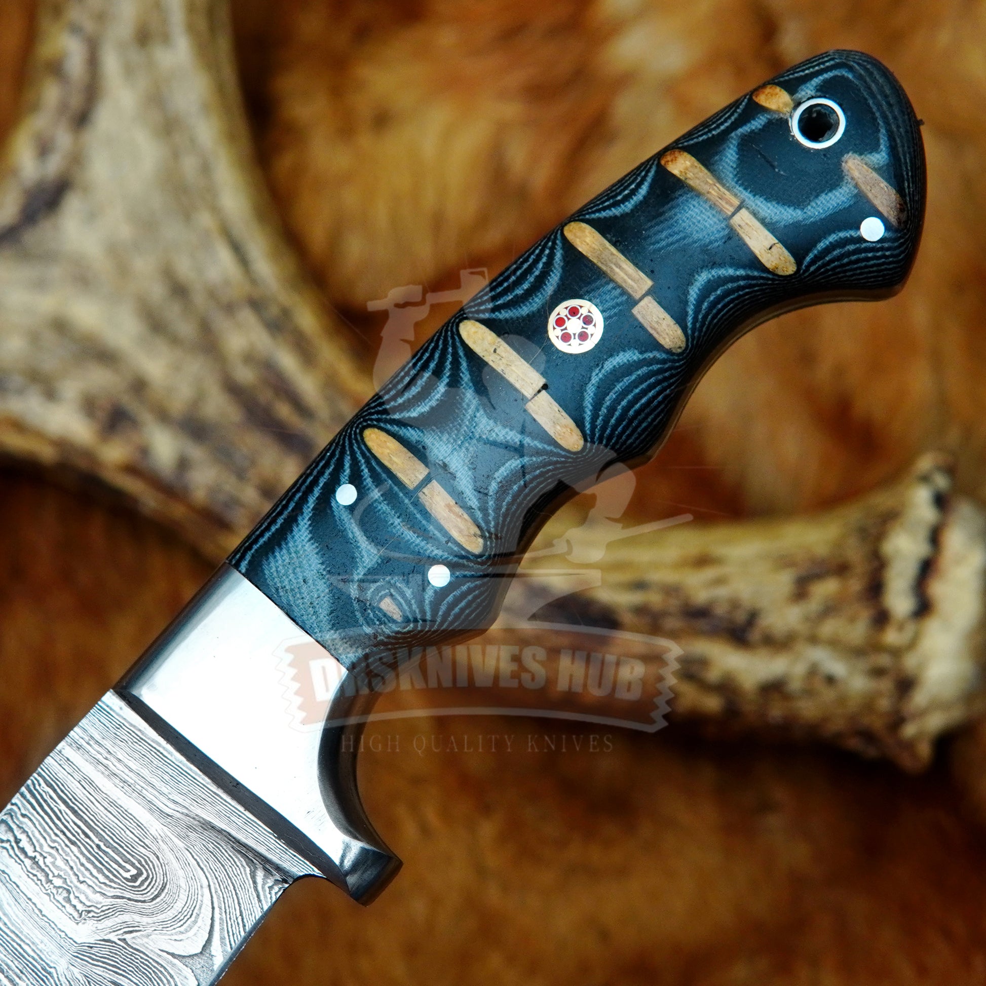 Valentine's Damascus Hunting Knife 10" – Micarta Handle | DRSKNIVES HUB