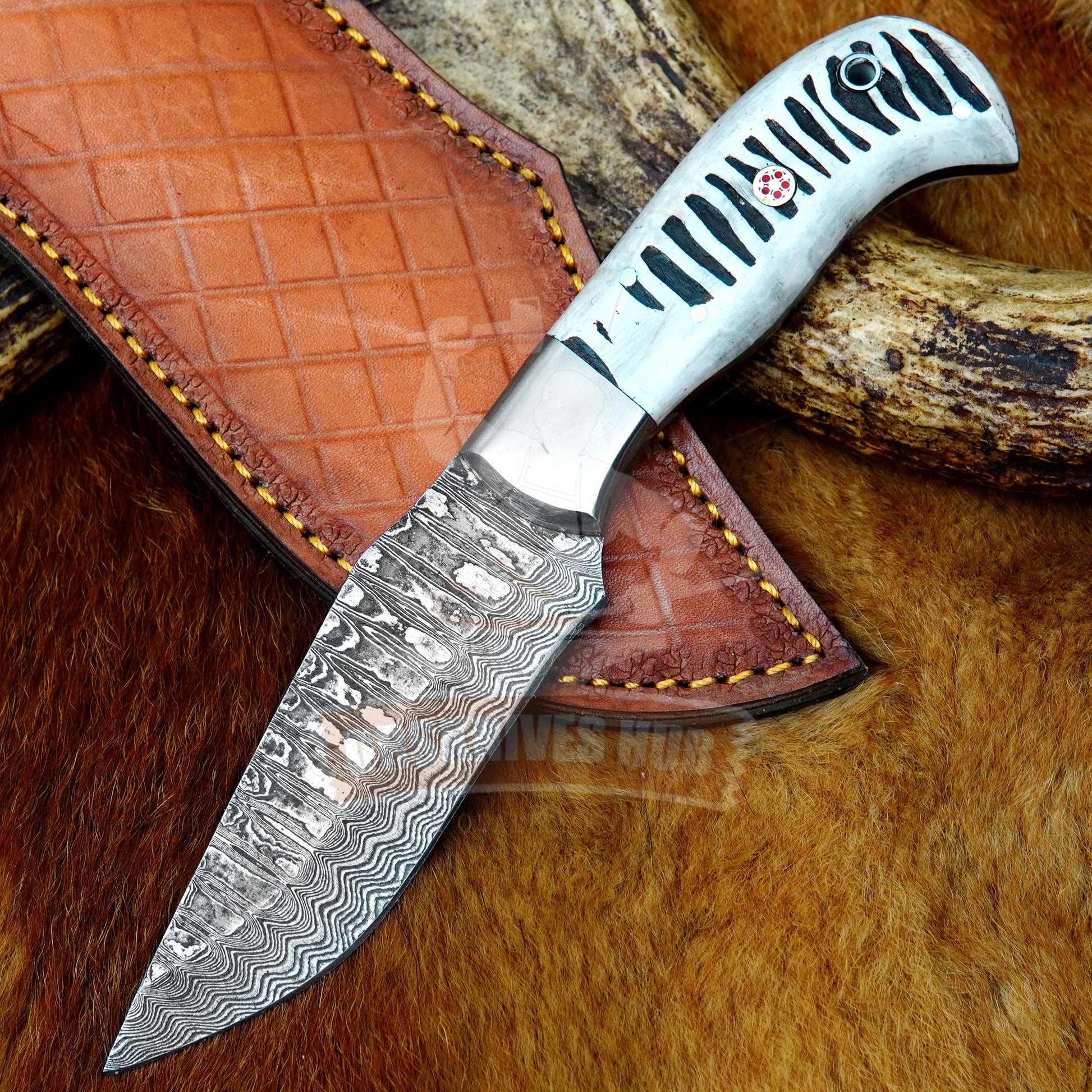 Damascus Hunting Knife 10"