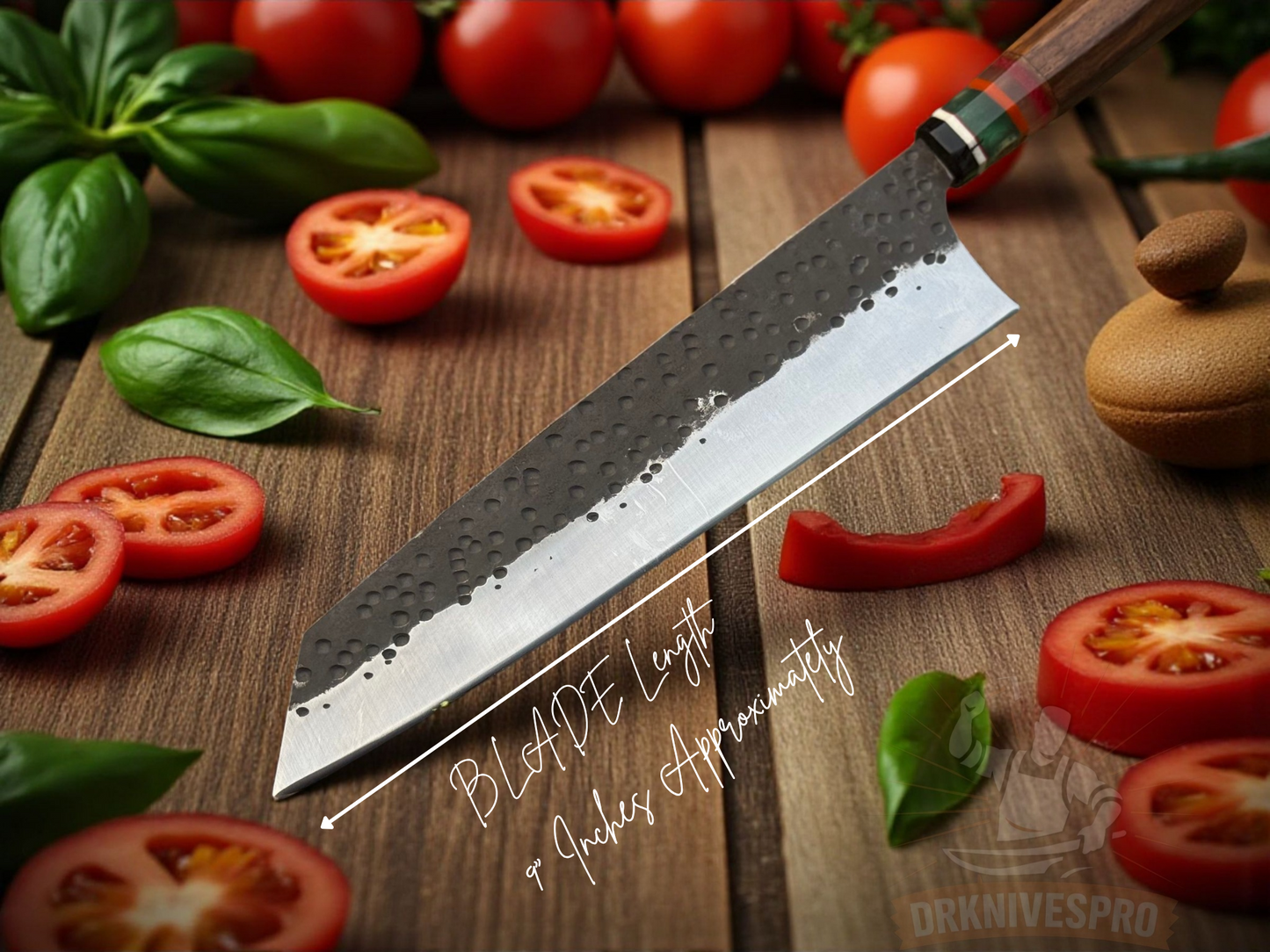 Chef Knife with Wood Handle and Leather Sheath Cover | DRSKNIVES HUB