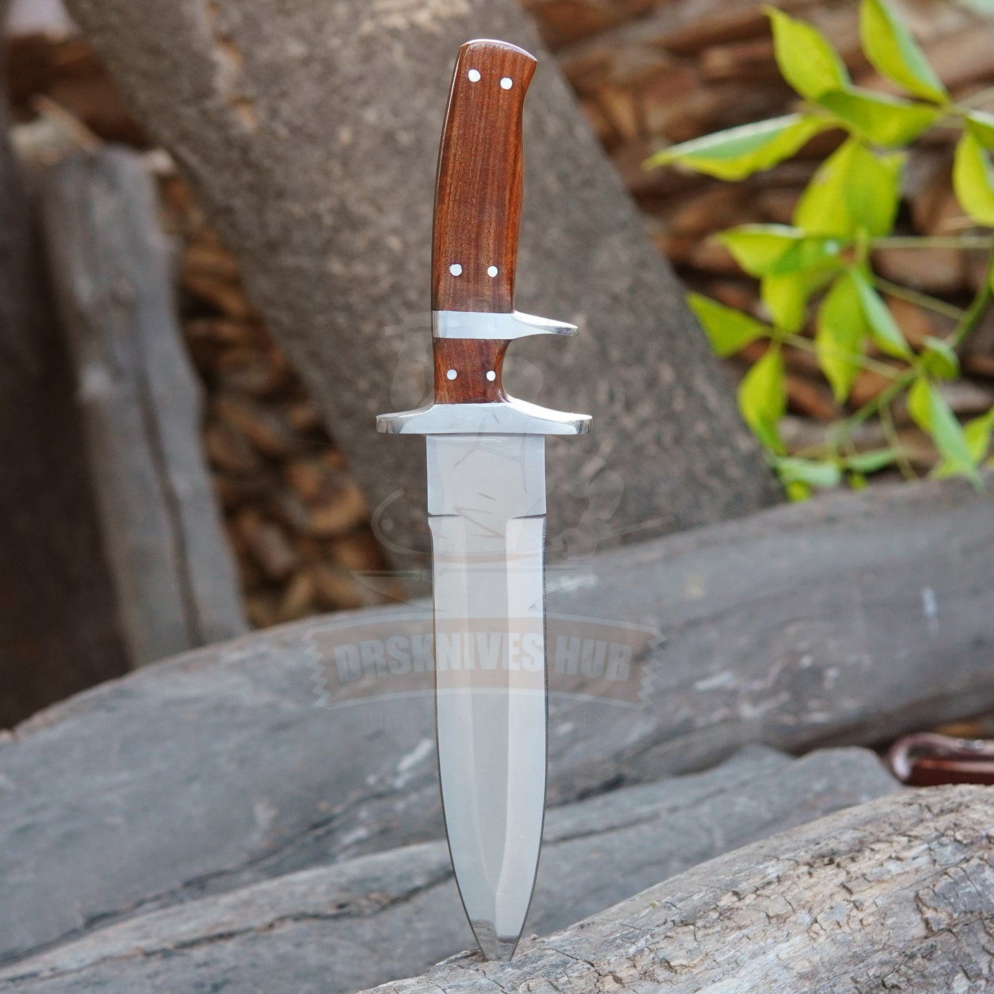 13” Handmade Carbon Steel Fixed Blade Hunting Knife with Wood Handle | DRSKNIVES HUB