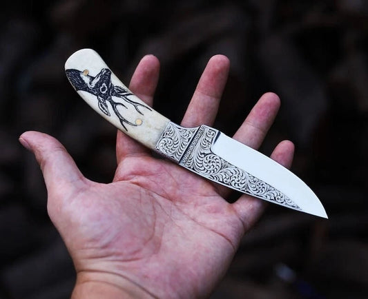 10" inches Hand Forged Hunting skinning knife Bone Handle